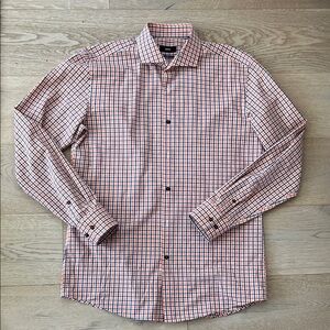 Men's Hugo Boss Checkered Dress Shirt - Orange & Blue
